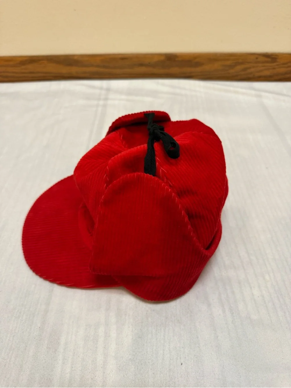 Vintage United Hatters Caps Millinery Red Corduroy Hunting Ear Flaps Hat 7 3/8